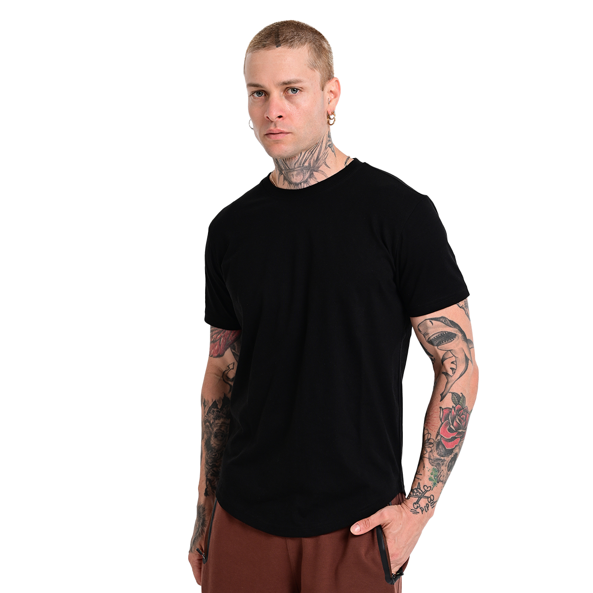 Ognian2 Erkek Siyah Günlük Stil T-Shirt 24KE004-SYH