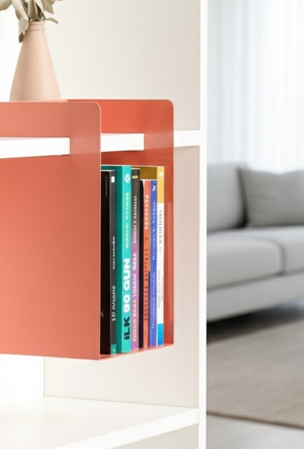 Maisonord Cube Kitaplık ve Çalışma Masası Düzenleyici - Somon - 19x15,5x18 cm