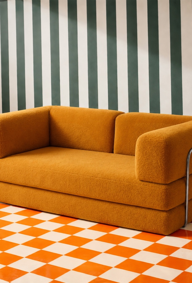 Just Home Eco Vetta Katlanır Yatak Olabilen Çok Amaçlı Çift Kişilik Koltuk - Hardal - 180 cm