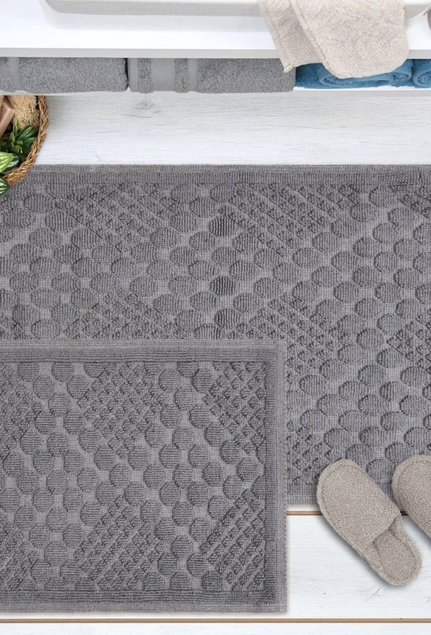 Evidea Soft Kağan 2'li Banyo Paspası - Gri - 60x100 cm + 50x60 cm