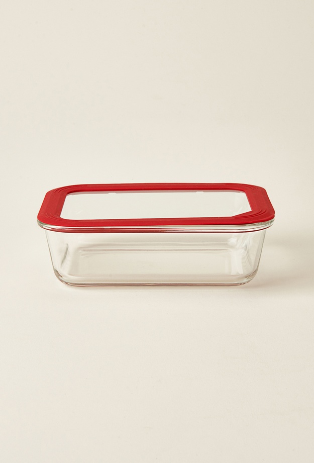 Evidea Kitchen Borosilikat Cam Kilitli Kapak Saklama Kabı - Şeffaf / Kırmızı - 1520 ml