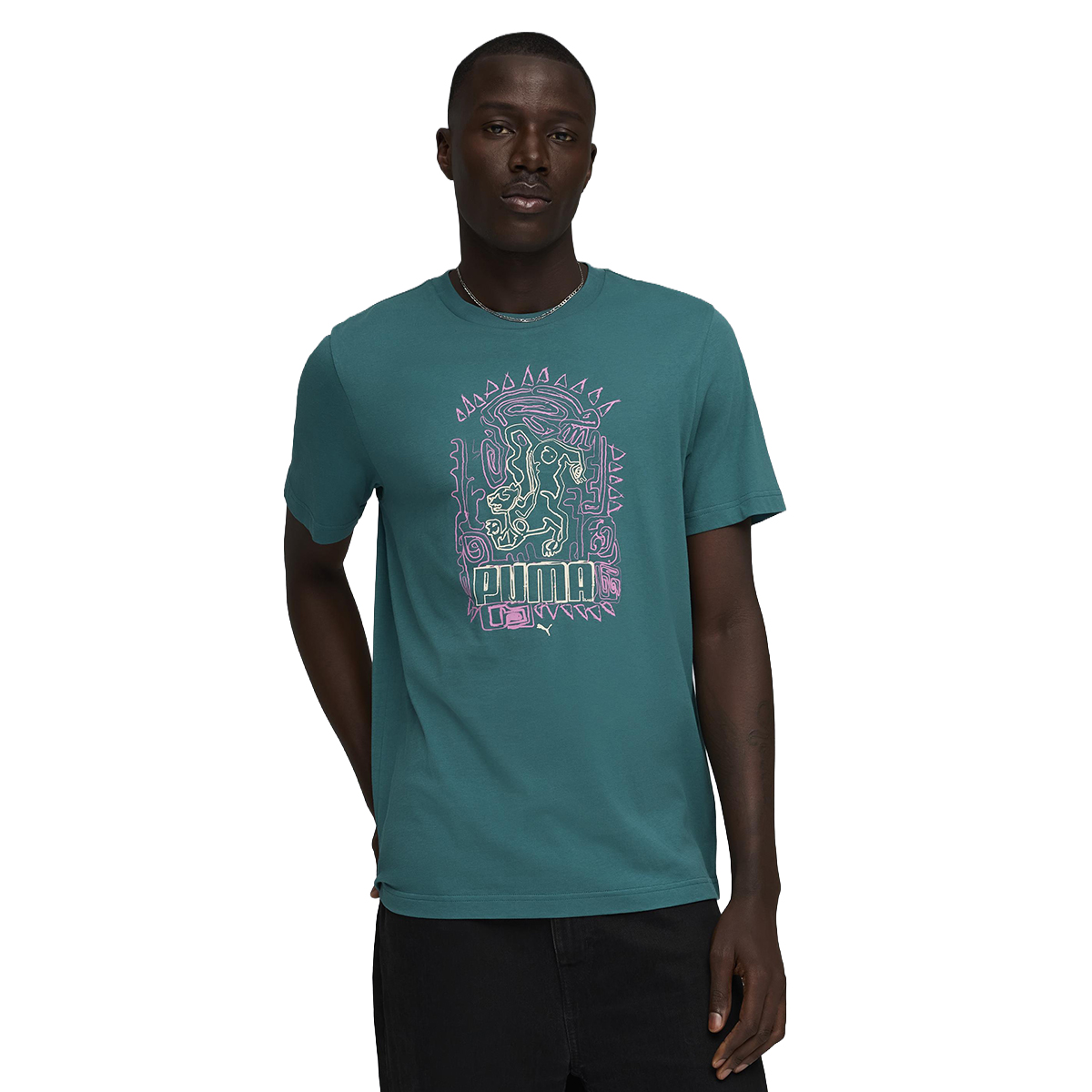 Graphic Erkek Yeşil Günlük Stil T-Shirt 63444160