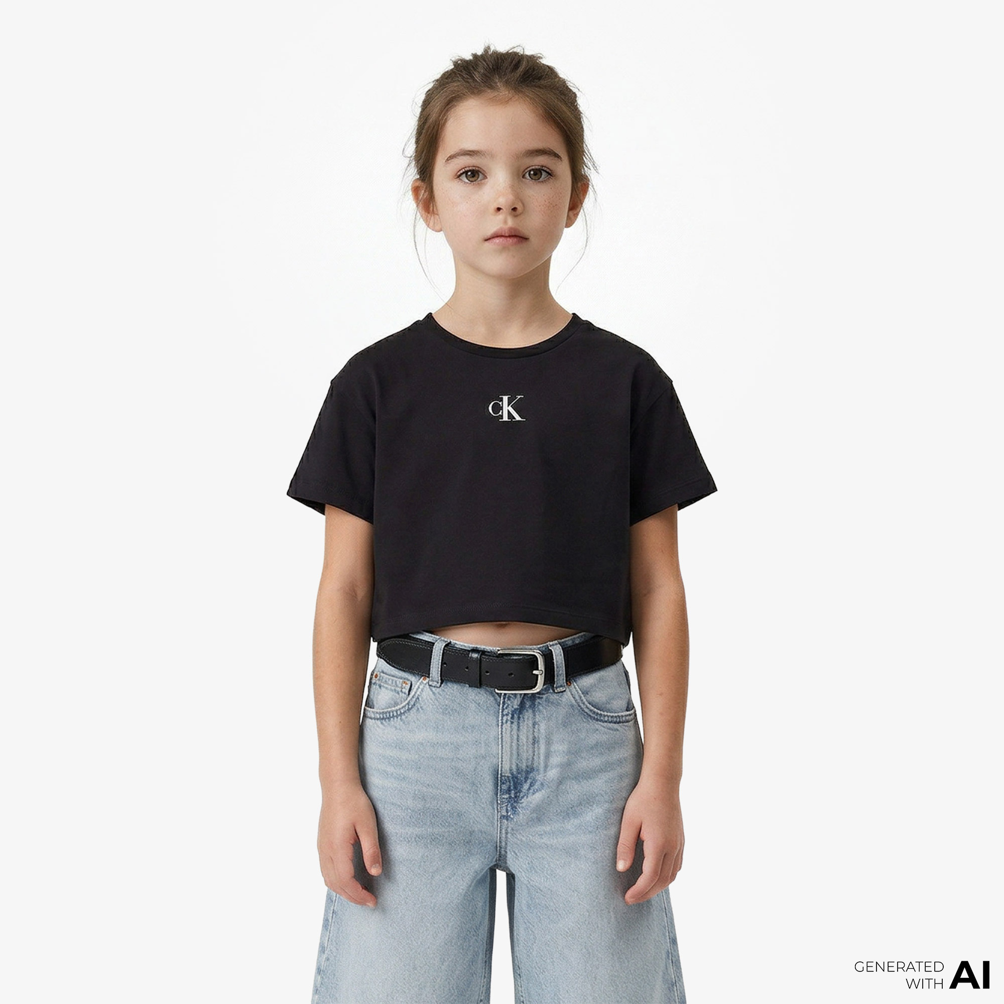 Calvin Klein Logo Boxy Çocuk Siyah T-Shirt