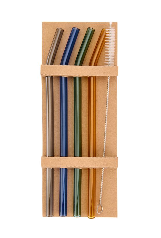 Kayra 4'lü Cam Pipet - Renkli - 20 cm