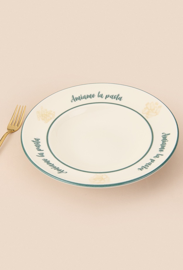 Evidea Kitchen Amiamo La Pasta Makarna Tabağı - Beyaz - 27 cm