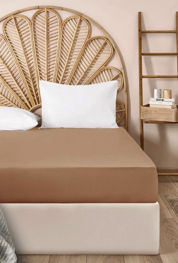 Evidea Soft Basic Tek Kişilik Düz Kenar Çarşaf - Karamel - 160x240 cm