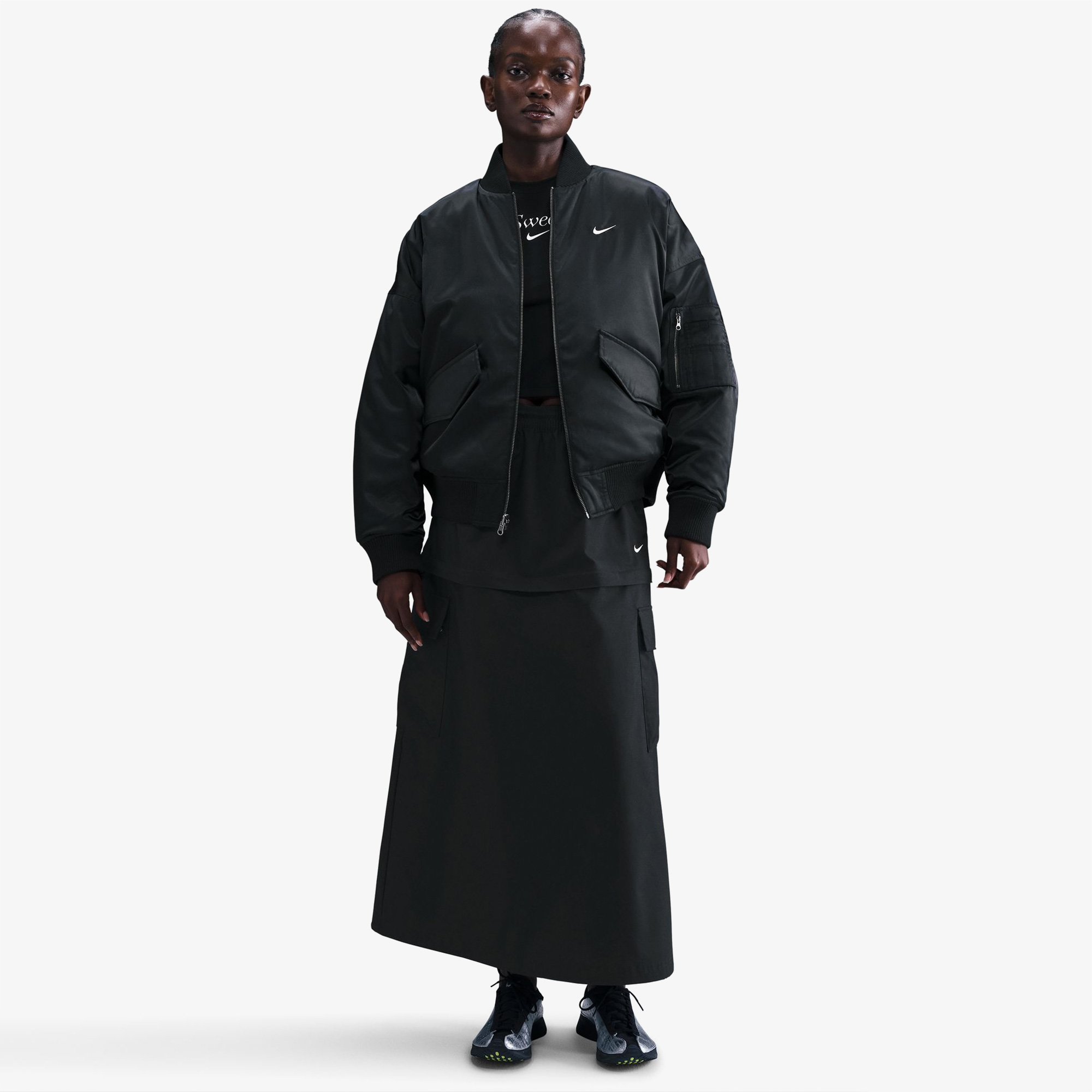 Nike Sportswear Therma-Fit Reversible Kadın Siyah Bomber Ceket