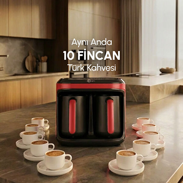 Karaca Hatır Hüp Düet Aroma İkili 10 Fincan Kapasiteli Türk Kahve Makinesi Imperial Red