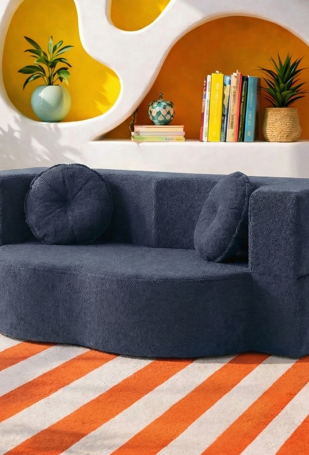 Just Home Muse Katlanır Yatak Olabilen Çok Amaçlı Çift Kişilik Koltuk - İndigo - 180 cm