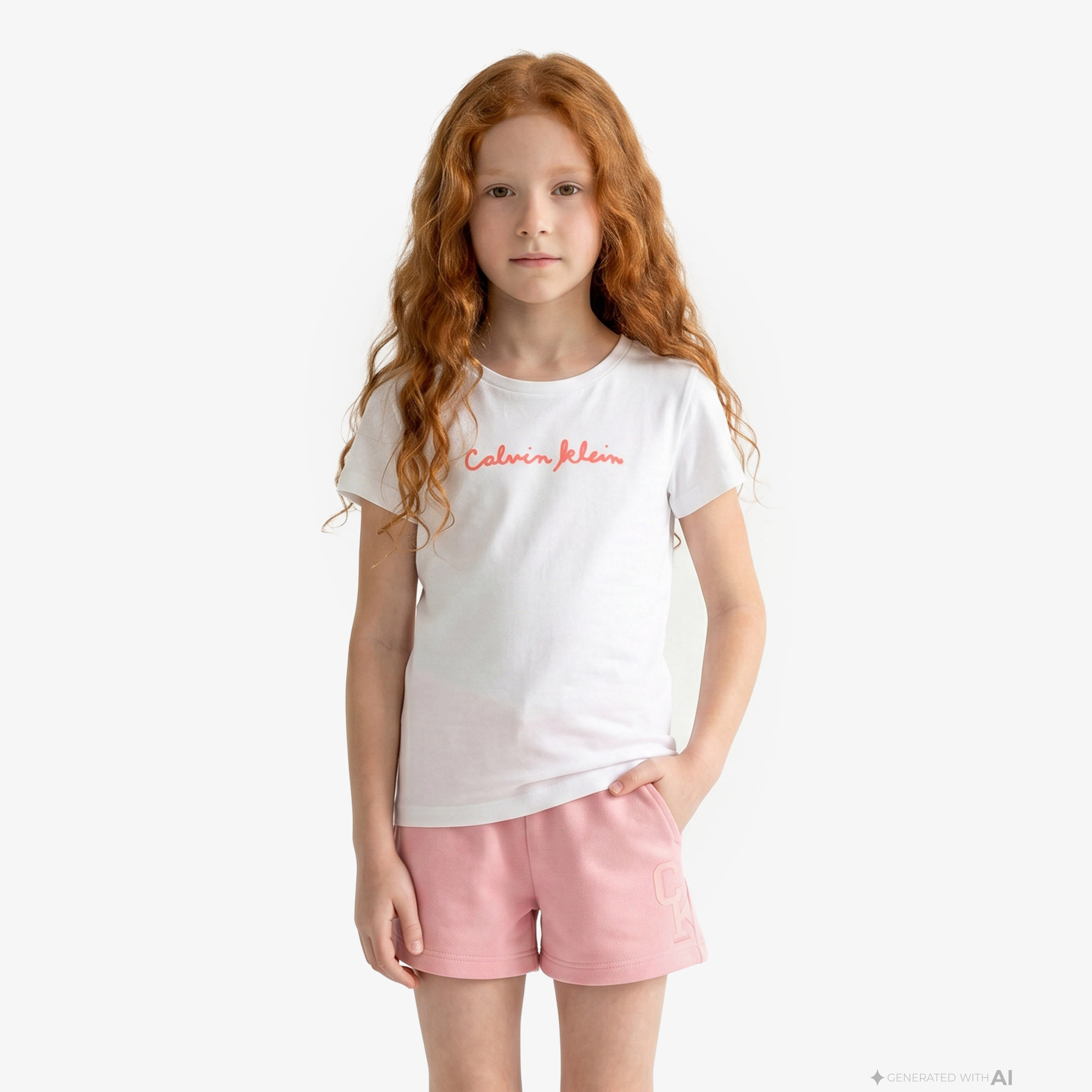 Calvin Klein Script Logo Slim Çocuk Beyaz T-Shirt