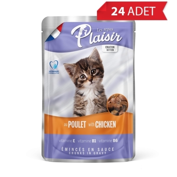 Plaisir Pouch Sos İçinde Tavuklu Yavru Kedi Konservesi 100gr (24 Adet)