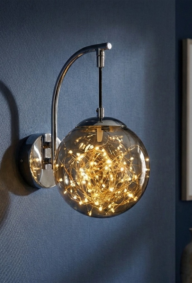 Correx Glow Peri Ledli Işıltılı Duvar Apliği - Gümüş