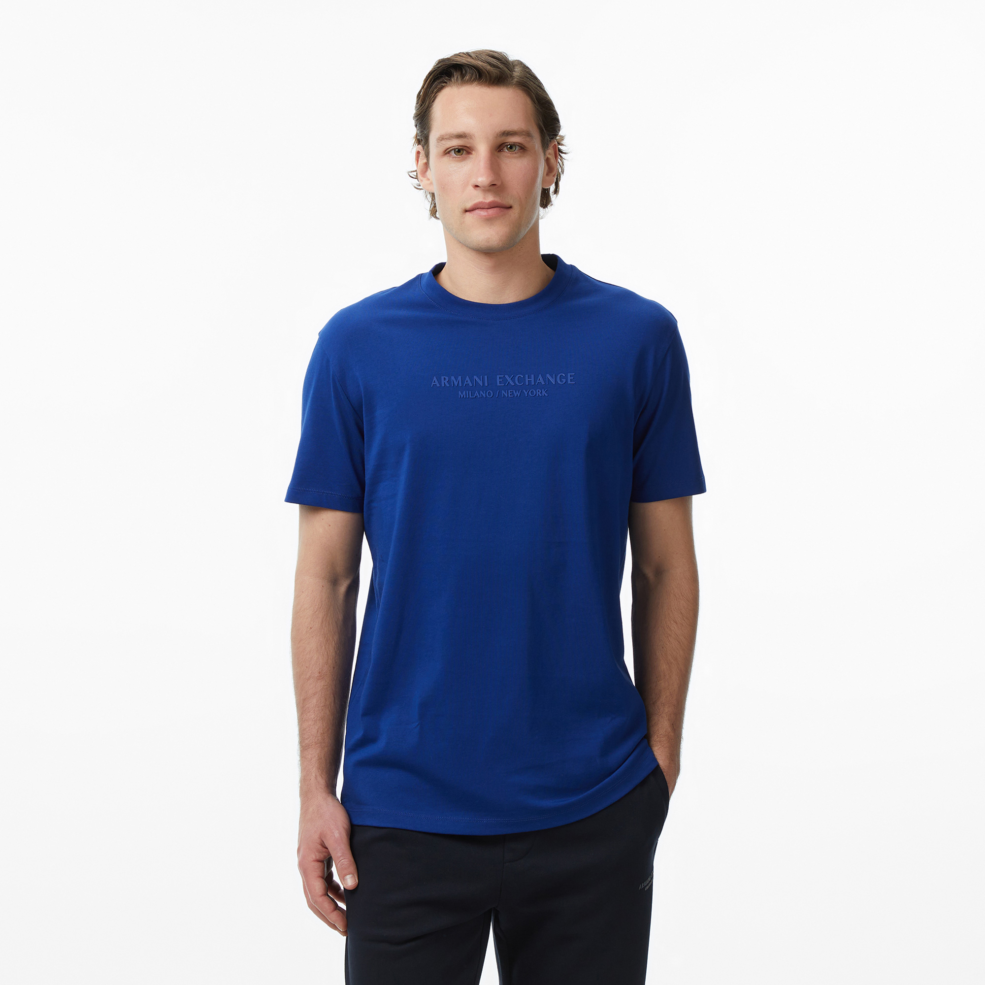 Armani Exchange Erkek Mavi T-Shirt