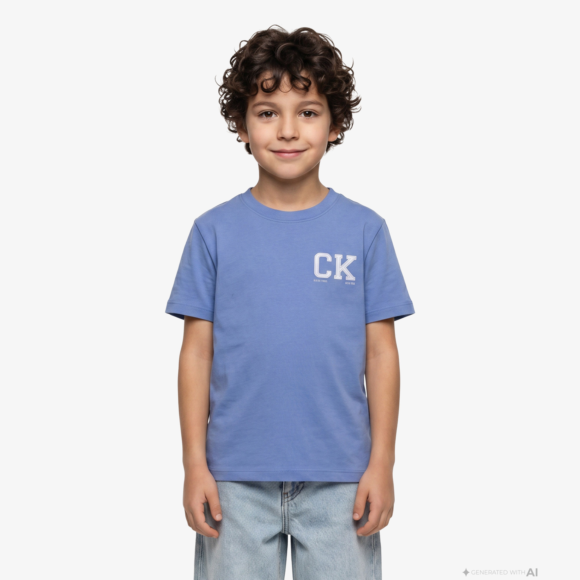 Calvin Klein Chest Logo Çocuk Mavi T-Shirt