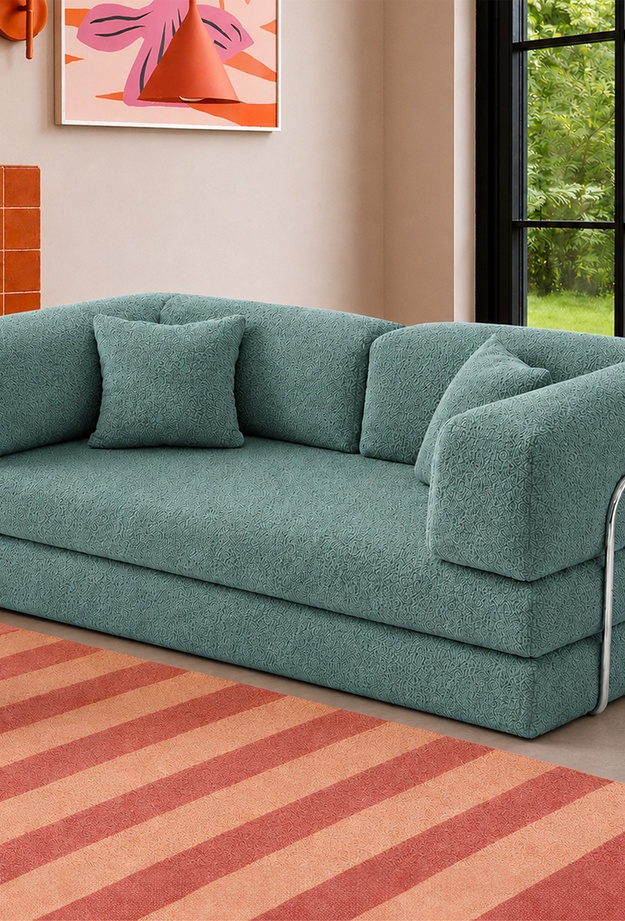 Just Home Vetta Katlanır Yatak Olabilen Çok Amaçlı Çift Kişilik Koltuk - Yeşil - 200 cm