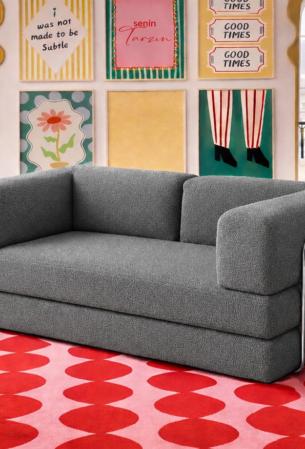 Just Home Eco Vetta Katlanır Yatak Olabilen Çok Amaçlı Çift Kişilik Koltuk - Antrasit - 180 cm