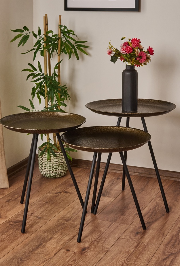 He Global Triport Zigon Sehpa - Pirinç - 55x46x46 cm