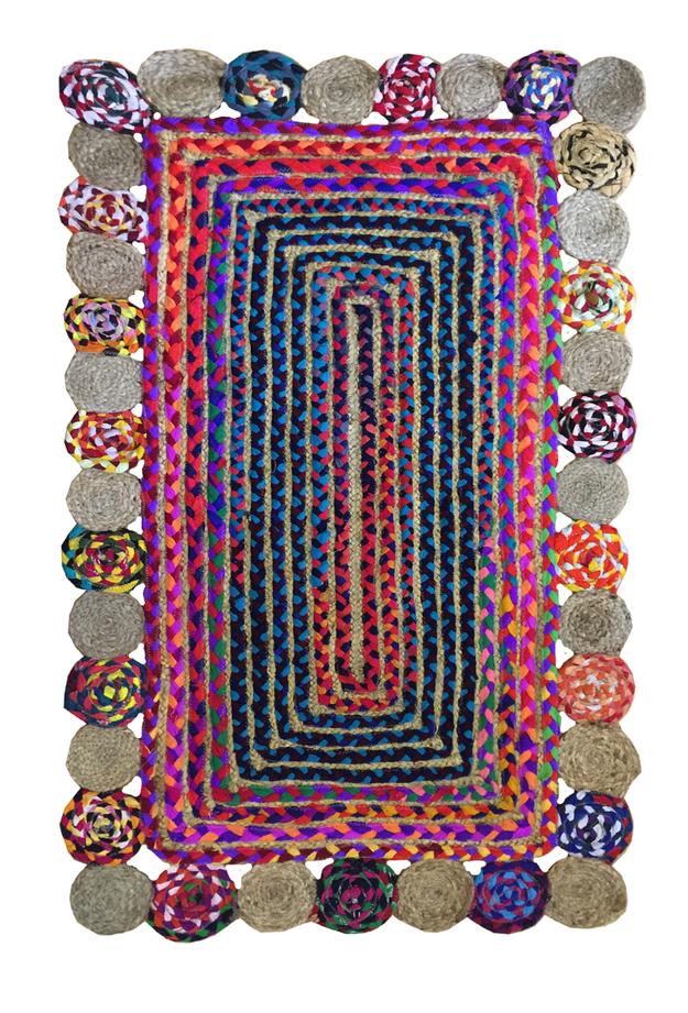 Giz Home D15 Bolero Jüt Örgü Halı - Renkli - 120x180 cm