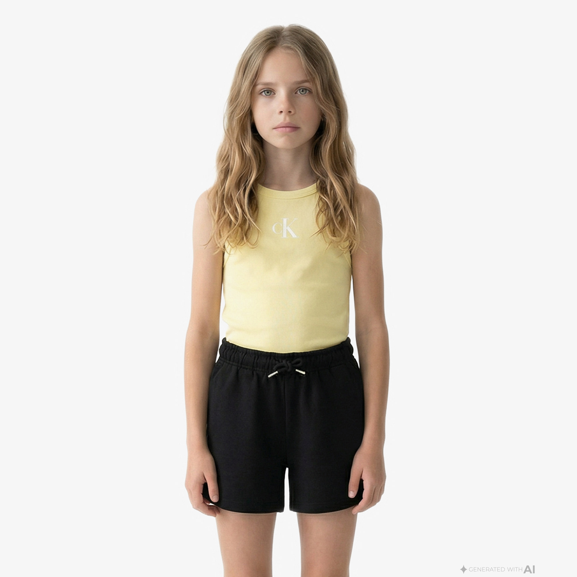 Calvin Klein Logo Çocuk Sarı Kolsuz T-Shirt