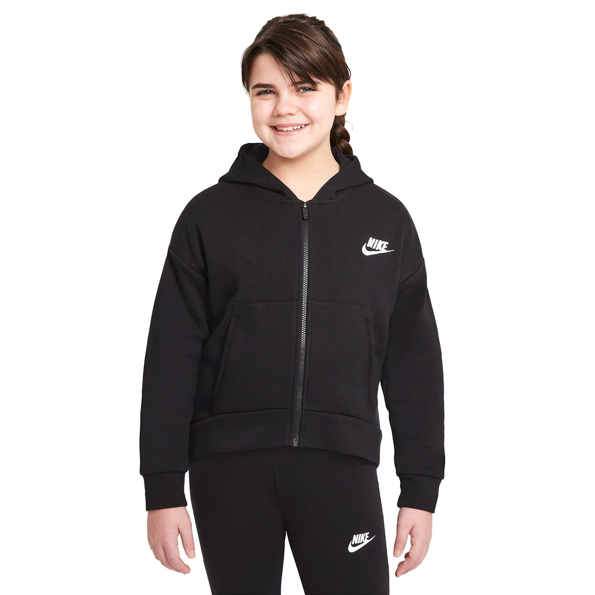 G Nsw Club Flc Fz Hoodie Lbr Çocuk Siyah Günlük Stil Sweatshirt DC7118-010