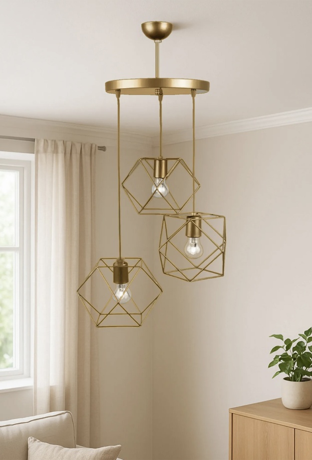 Nisa Luce Zambak 3'lü Tepsi Avize - Eskitme - 90x50x50 cm