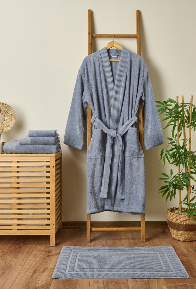 Evidea Soft Premium Unisex Bornoz - Mavi - L / XL