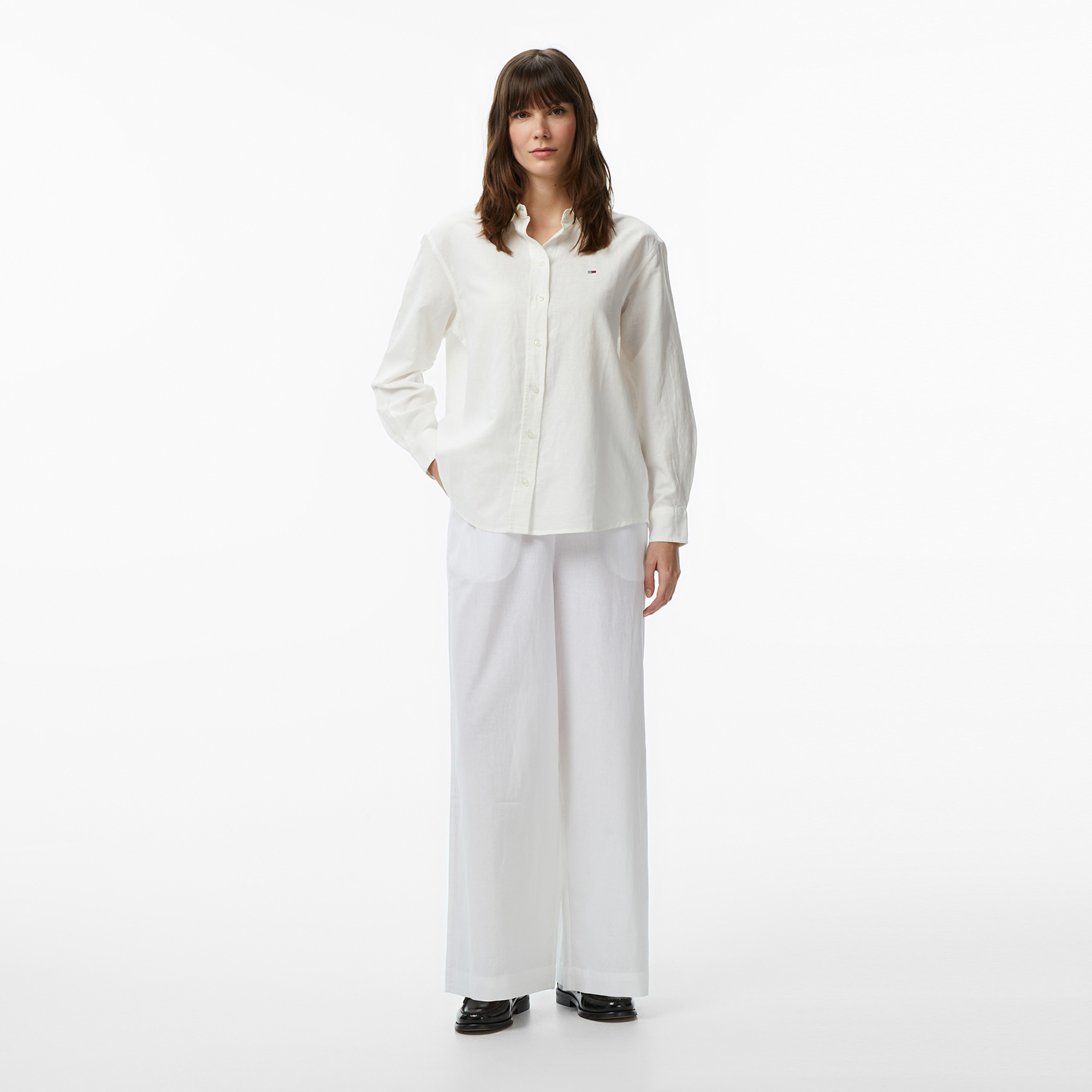Tommy Hilfiger Cover Up Kadın Beyaz Keten Pantolon