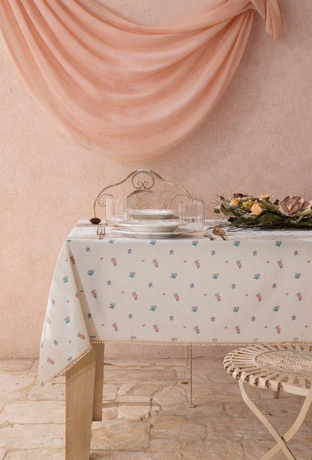 Evidea Soft Pane Dantelli Masa Örtüsü - Ekru - 150x200 cm