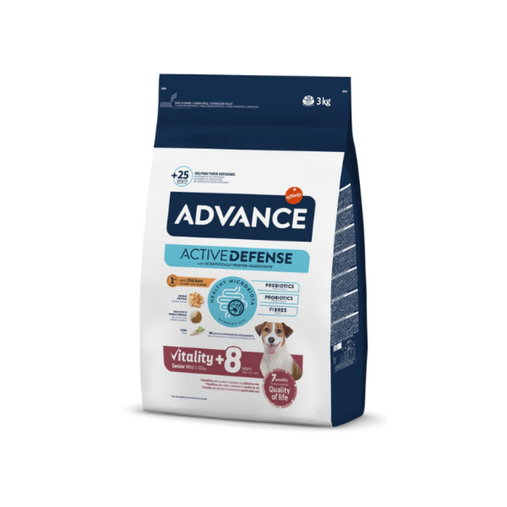 Advance Mini Senior Vitality +8 Tavuklu Küçük Irk Yaşlı Köpek Maması 3kg