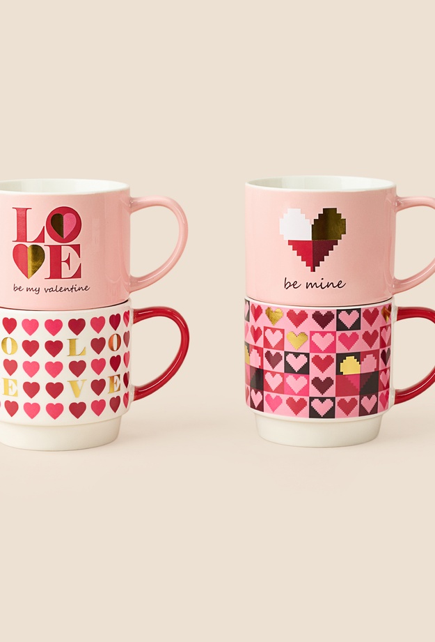 Tohana Porselen Heart 2'li Kupa - Asorti - 450 ml