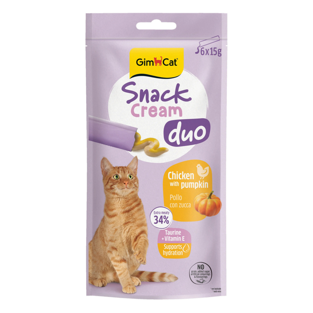 GimCat Snack Cream Duo Tavuklu ve Bal Kabaklı Krema Kedi Ödül Maması 15gr (6'lı)