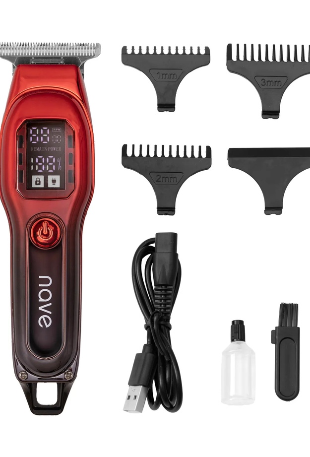 Nave BQ-02 Şarjlı LED Ekranlı Tıraş Makinesi - Siyah / Kırmızı