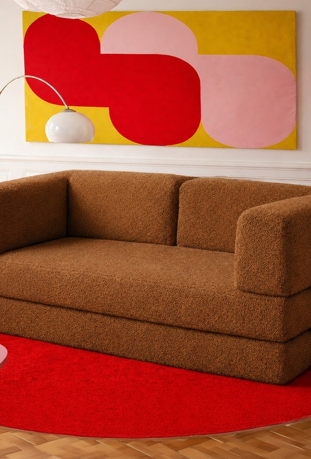 Just Home Eco Vetta Katlanır Yatak Olabilen Çok Amaçlı Çift Kişilik Koltuk - Kiremit - 180 cm