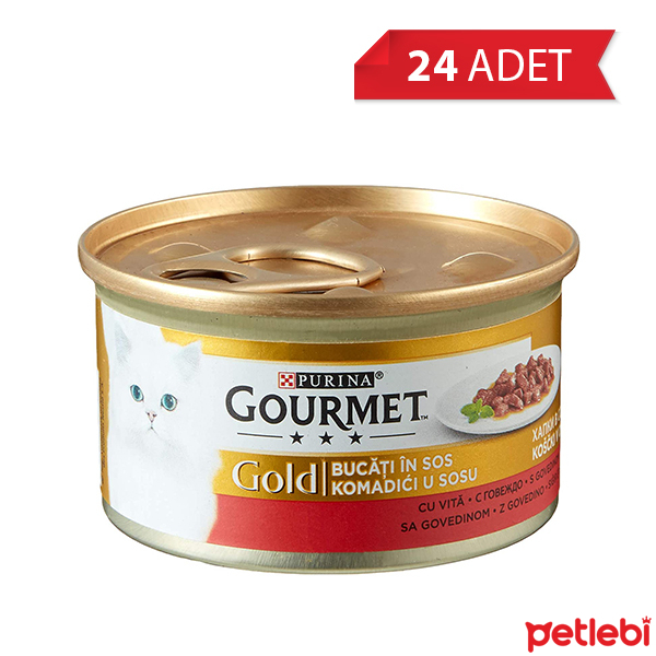 Gourmet Gold Soslu Parça Sığır Etli Kedi Konservesi 85gr (24 Adet)