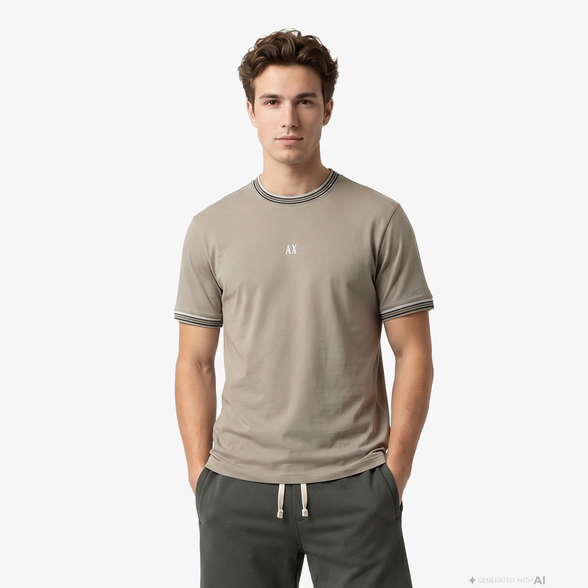 Armani Exchange Erkek Bej T-Shirt
