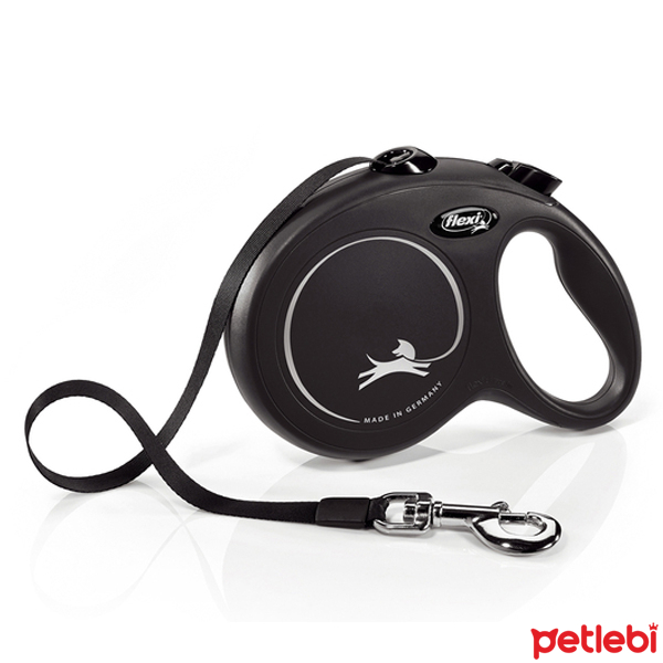 Flexi New Classic Otomatik Şerit Gezdirme Kayışı 5m (Siyah) [L]