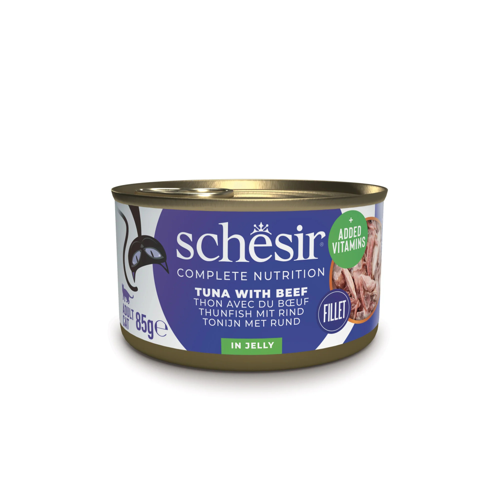 Schesir Jöle İçinde Sığır Etli ve Ton Balıklı Kedi Konservesi 85gr