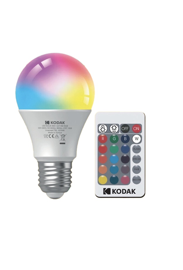 Kodak 9W A60 E27 RGB Led Ampul - Renkli