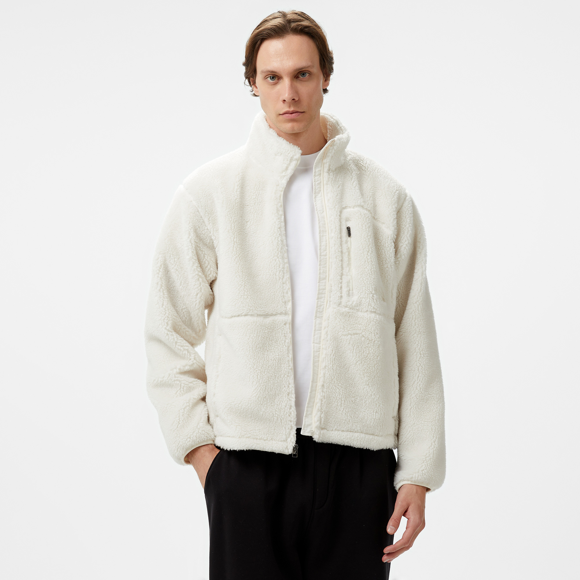 The North Face Extreme Pile Full Zipped Erkek Beyaz Polar Ceket