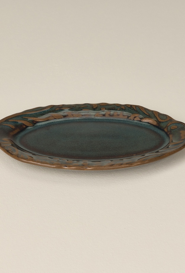 Evidea Kitchen Rustic Oval Kayık - Yeşil - 16 cm