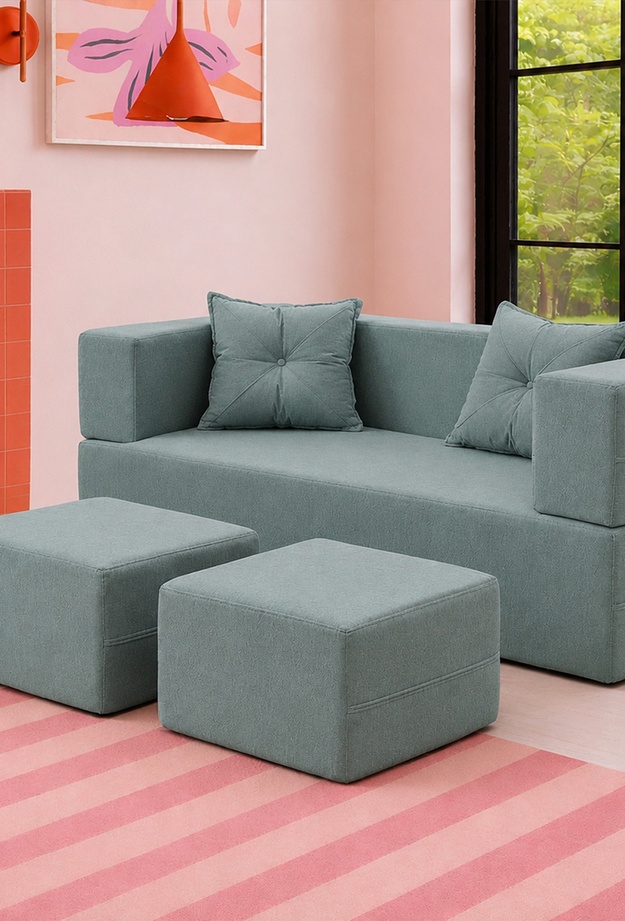 Just Home Loop Katlanır Yatak Olabilen Çok Amaçlı Çift Kişilik Koltuk - Yeşil - 170 cm