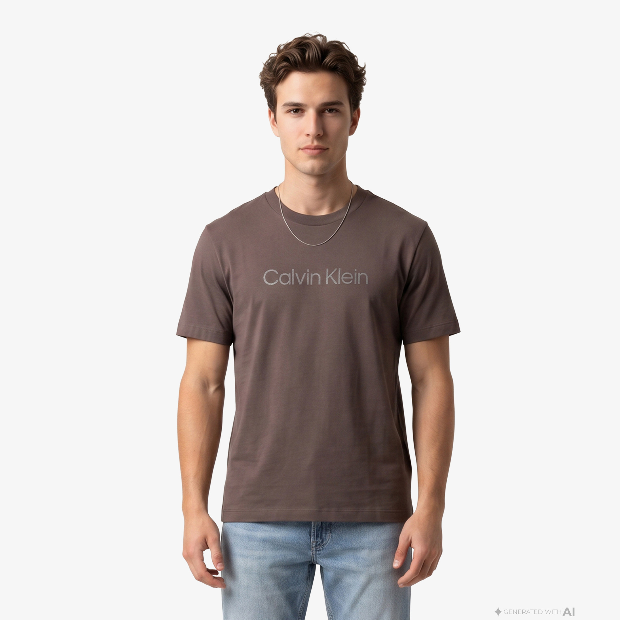 Calvin Klein 20S Sportswear Grap Erkek Kahverengi T-Shirt