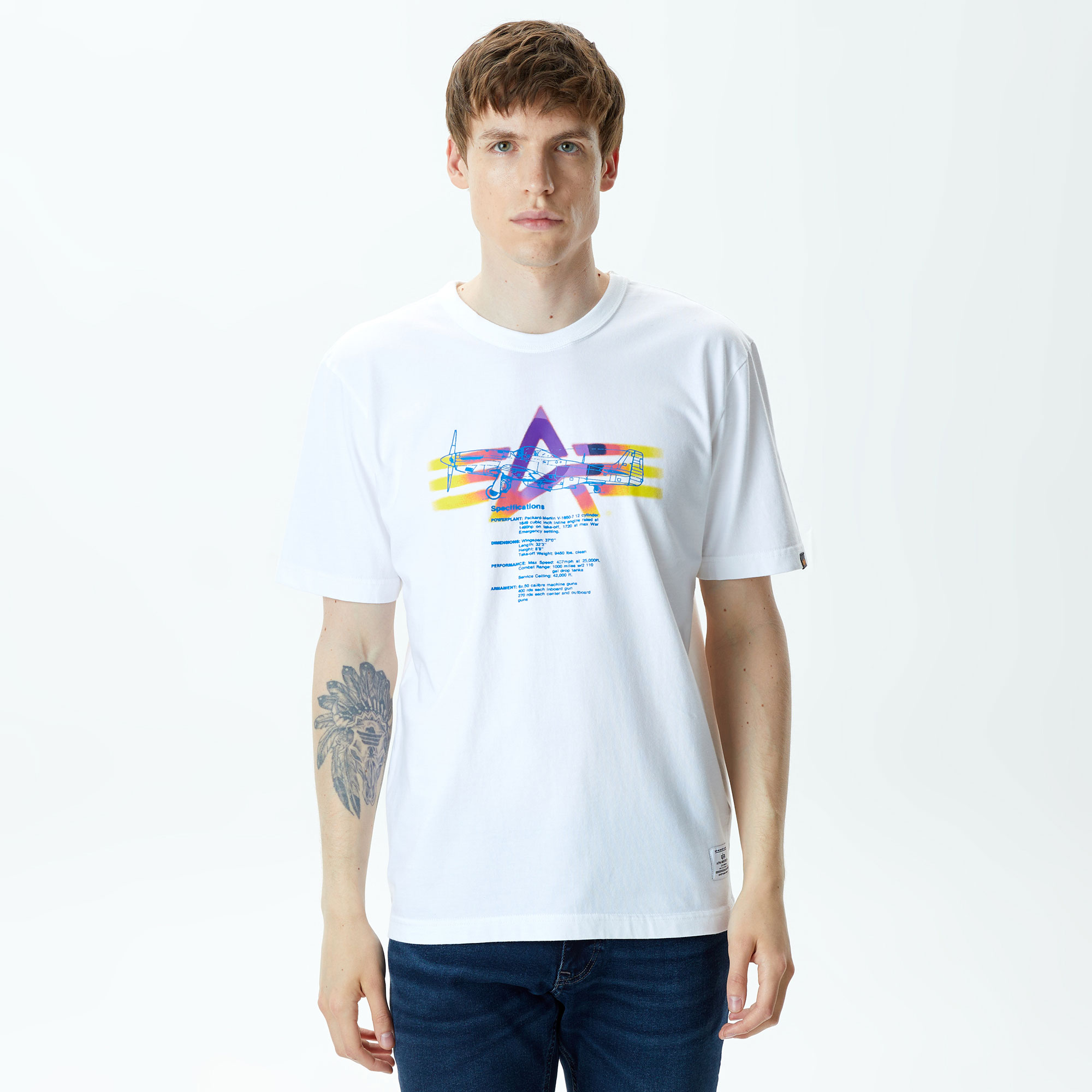 Alpha Industries Alpha Gradient Unisex Beyaz T-Shirt