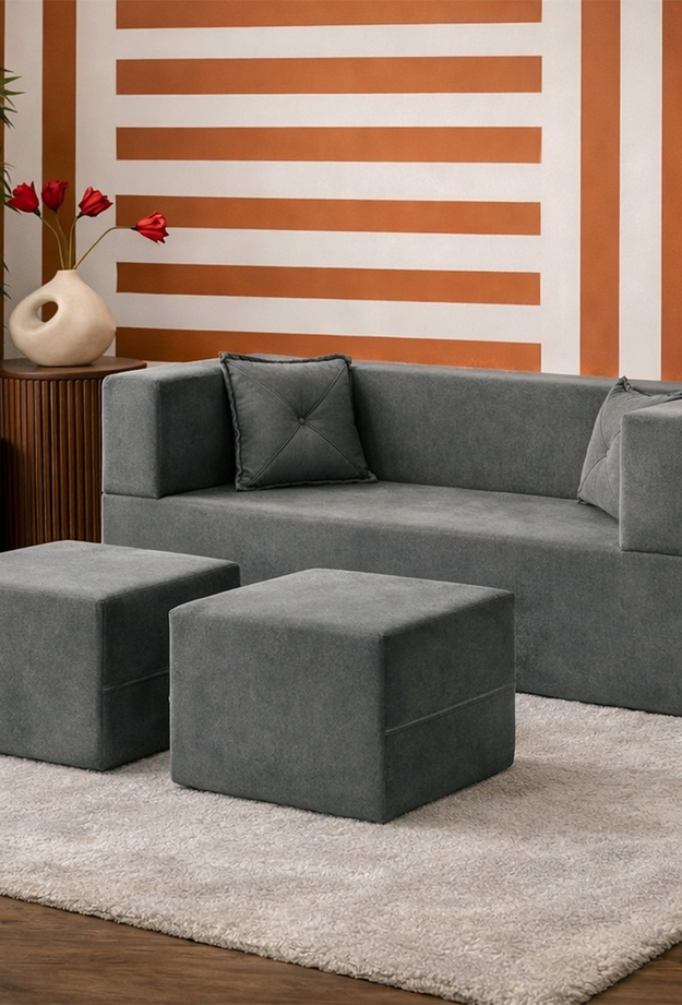 Just Home Loop Katlanır Yatak Olabilen Çok Amaçlı Çift Kişilik Koltuk - Antrasit - 170 cm
