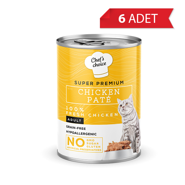 Chef's Choice Tavuklu Tahılsız Ezme Yetişkin Kedi Konservesi 400gr (6 Adet)