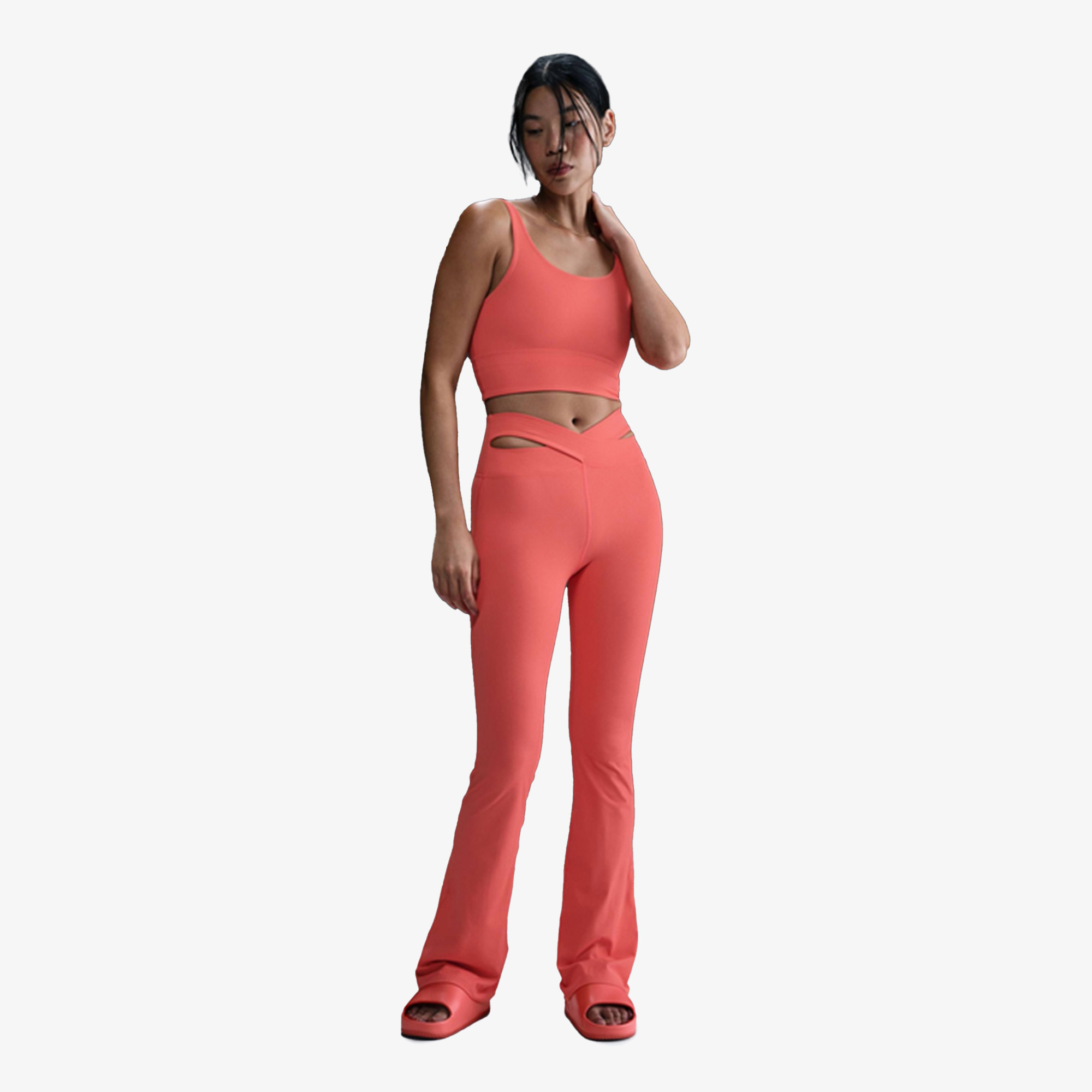 Nike Dri-FIT Zenvy Hr Rib Flare Kadın Siyah Tayt