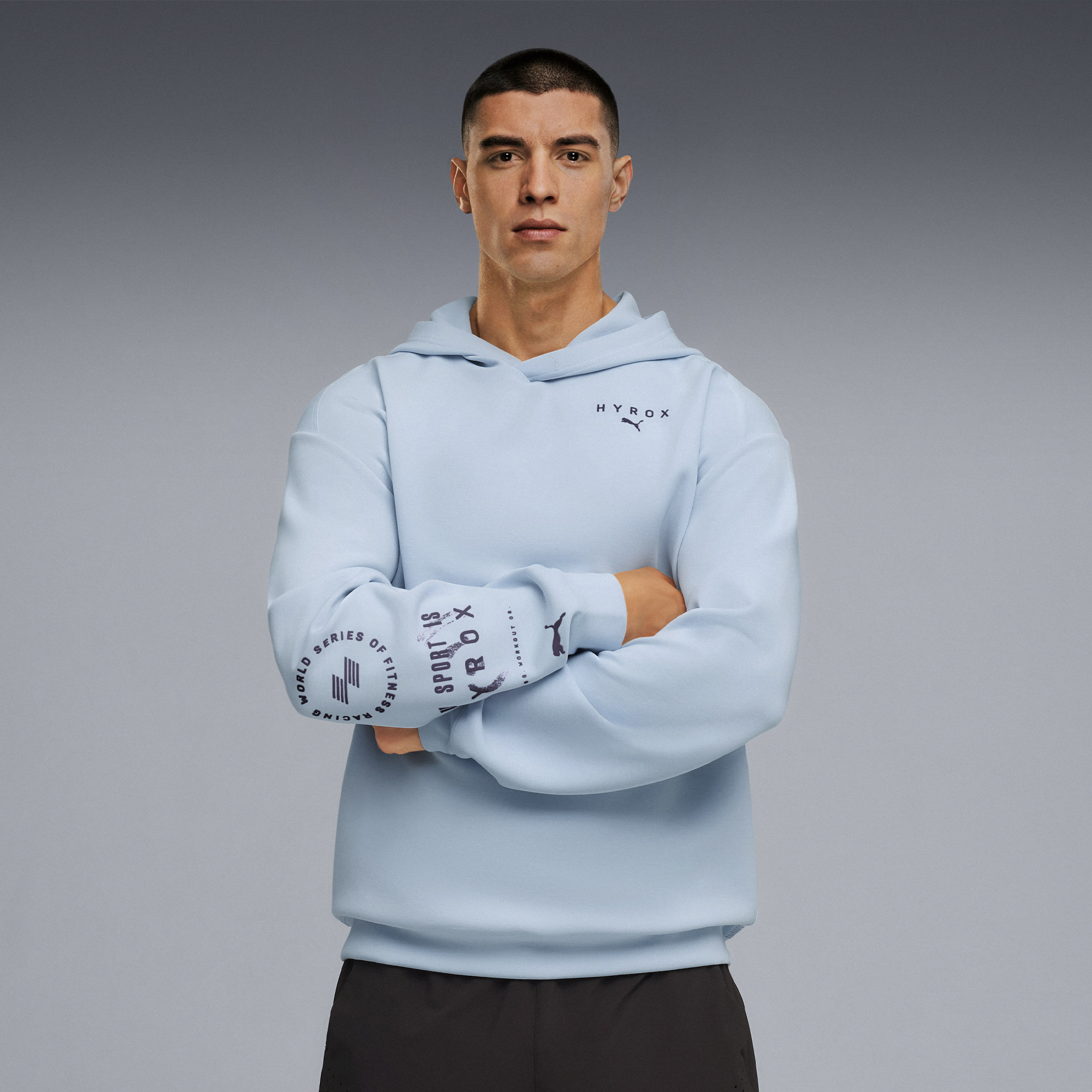 Puma x Hyrox Cldspun Erkek Mavi Antrenman Sweatshirt