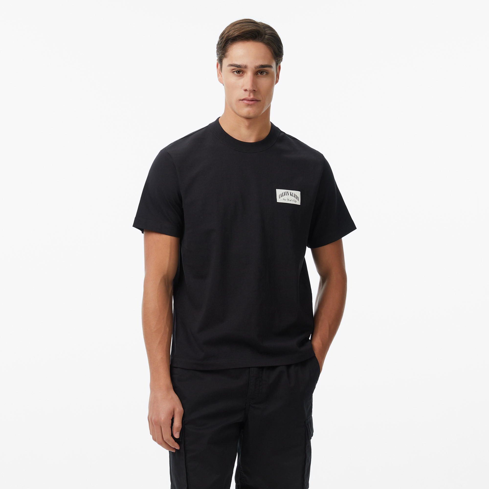 Calvin Klein 20S Easy Collegiate Badge Erkek Siyah T-Shirt