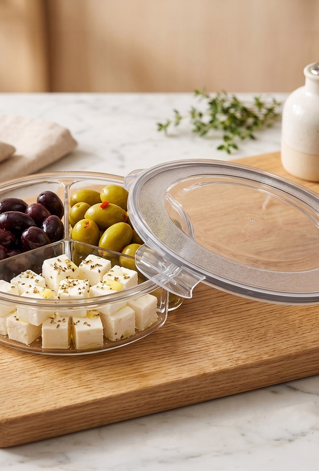 Plastart Fresh Box Yuvarlak Bölmeli Saklama Kabı - 1350 ml