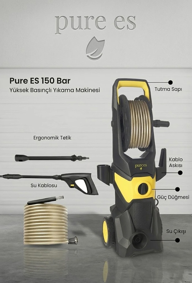 Pure Es Ruili 07 Çok Amaçlı Basınçlı Yıkama Makinesi - Siyah / Sarı - 150 Bar